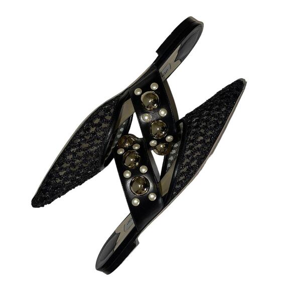Jimmy Choo Black Basette Pointed Toe Slip On Mules Flats Size 37 - Picture 9 of 15